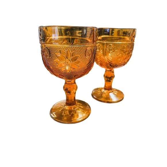 Vintage Indiana Tiara Amber Glass Tray & Cordial Glasses - Picture 3 of 7
